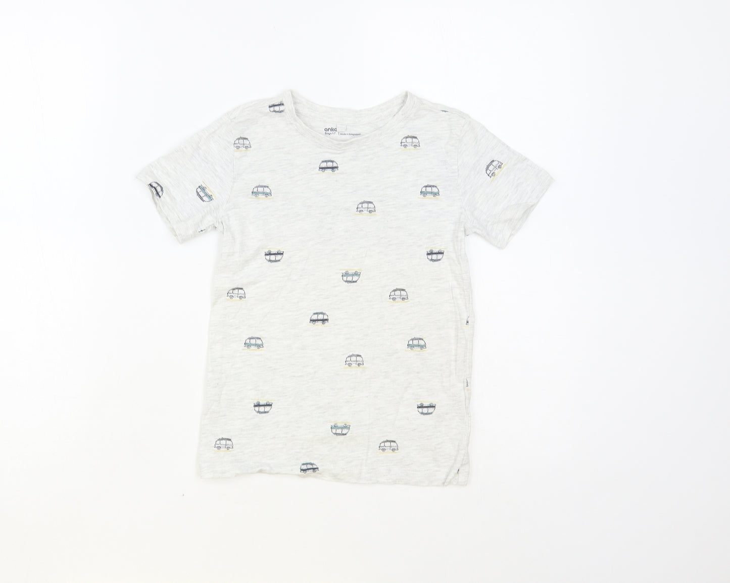 Anko Boys Grey Geometric Cotton Pullover T-Shirt Size 5-6 Years Crew Neck Pullover - Car Print
