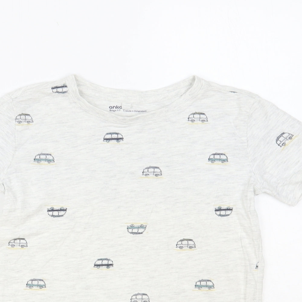Anko Boys Grey Geometric Cotton Pullover T-Shirt Size 5-6 Years Crew Neck Pullover - Car Print