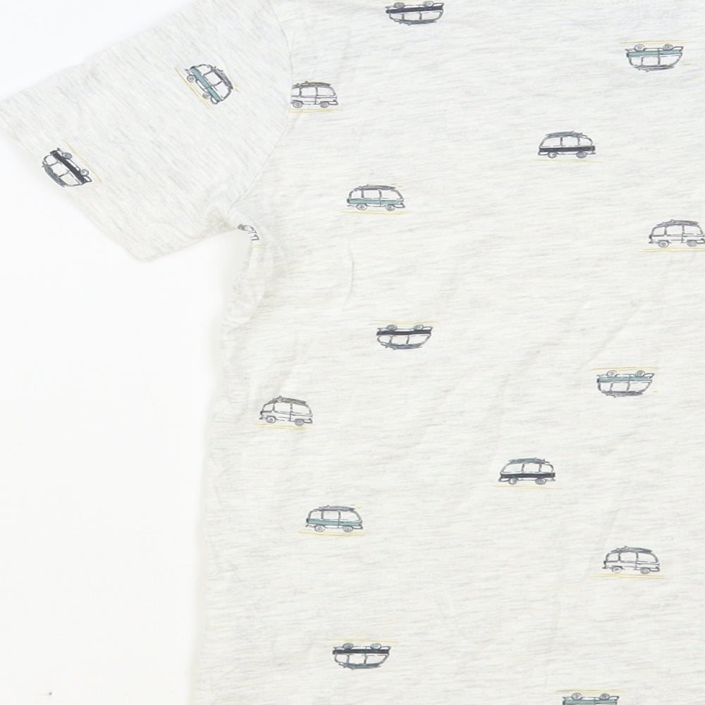 Anko Boys Grey Geometric Cotton Pullover T-Shirt Size 5-6 Years Crew Neck Pullover - Car Print