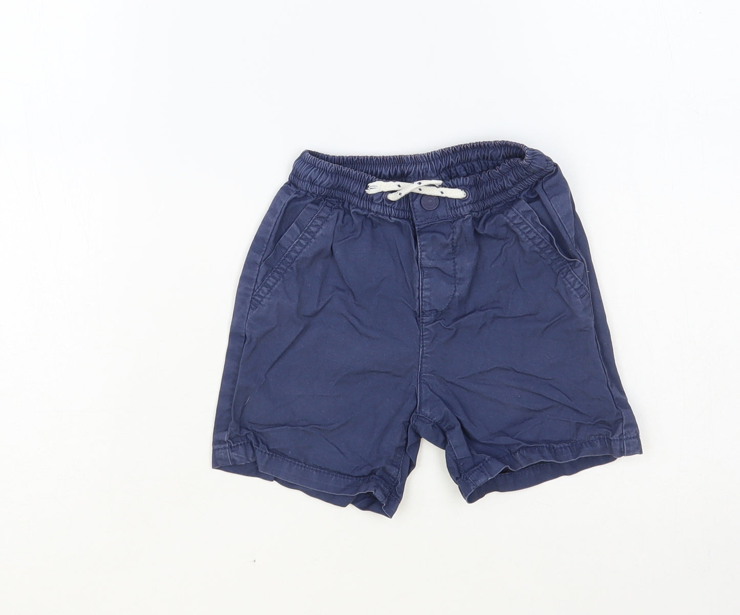 Zara Boys Blue Cotton Chino Shorts Size 2-3 Years Regular Drawstring