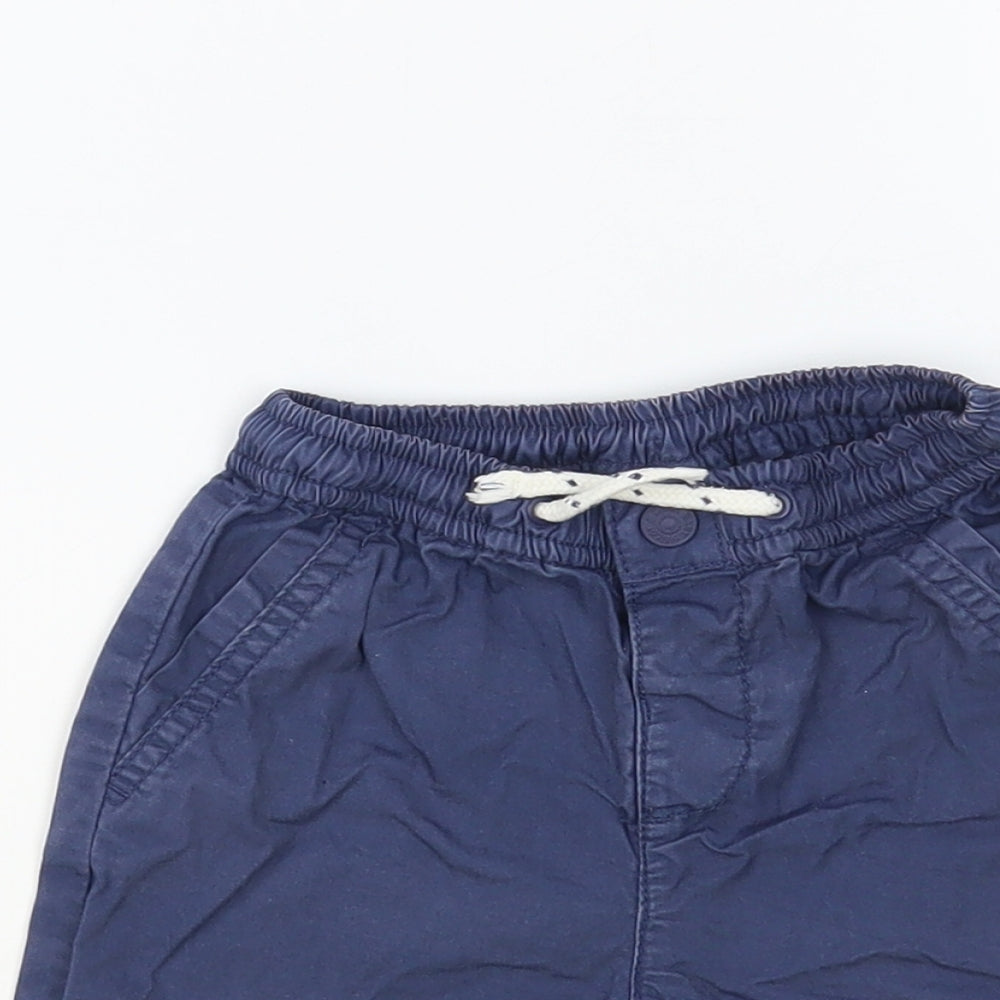 Zara Boys Blue Cotton Chino Shorts Size 2-3 Years Regular Drawstring