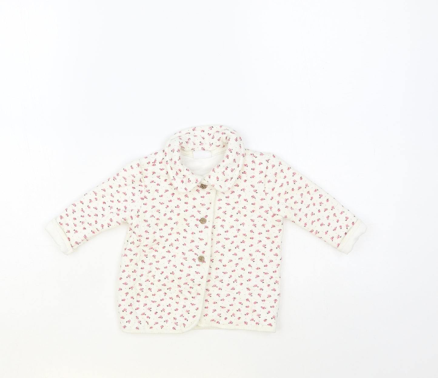 F&F Baby White Floral Basic Jacket Jacket Size 3-6 Months Button