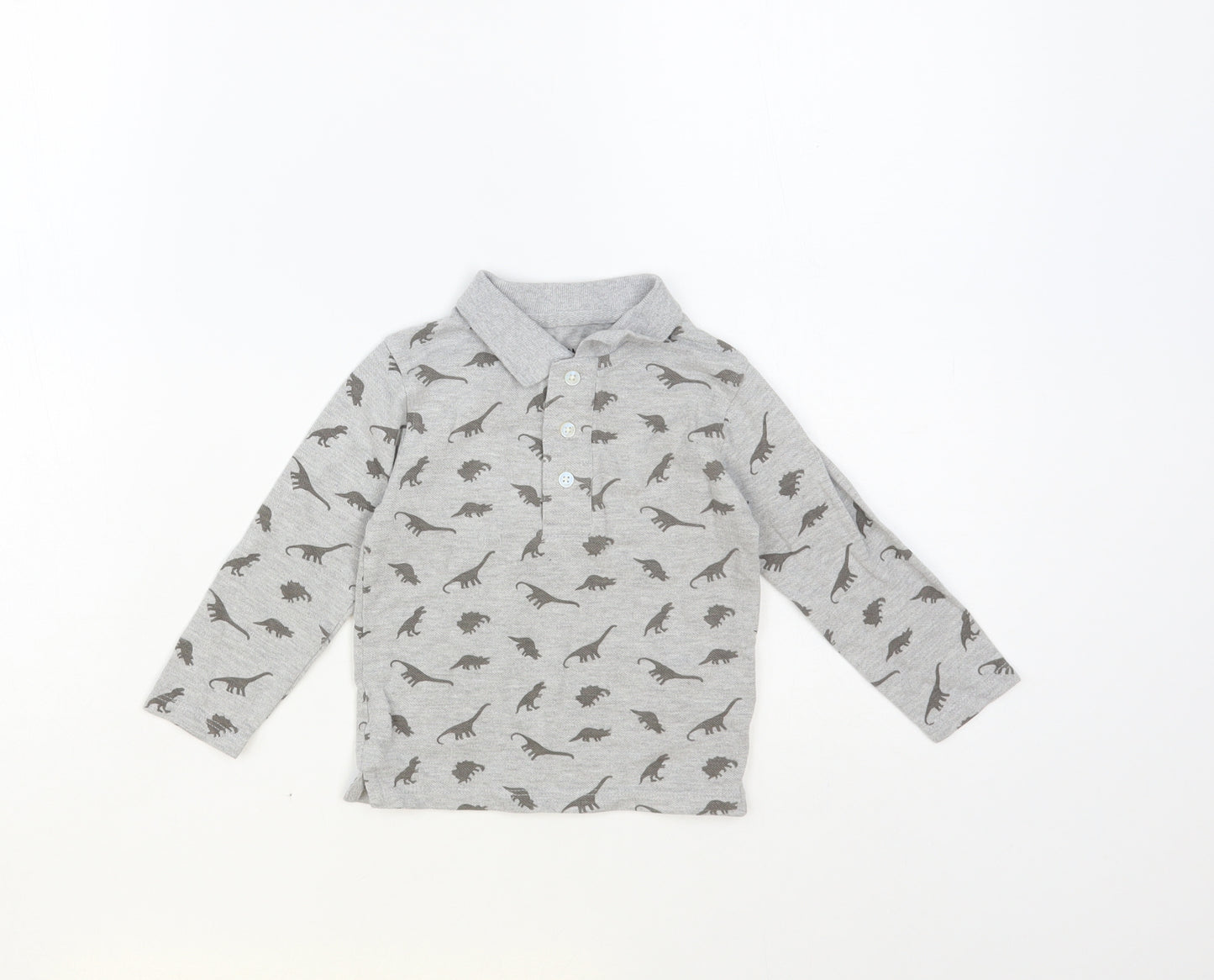 Primark Baby Grey Geometric Cotton Basic T-Shirt Size 12-18 Months Collared Button - Dinosaur Print