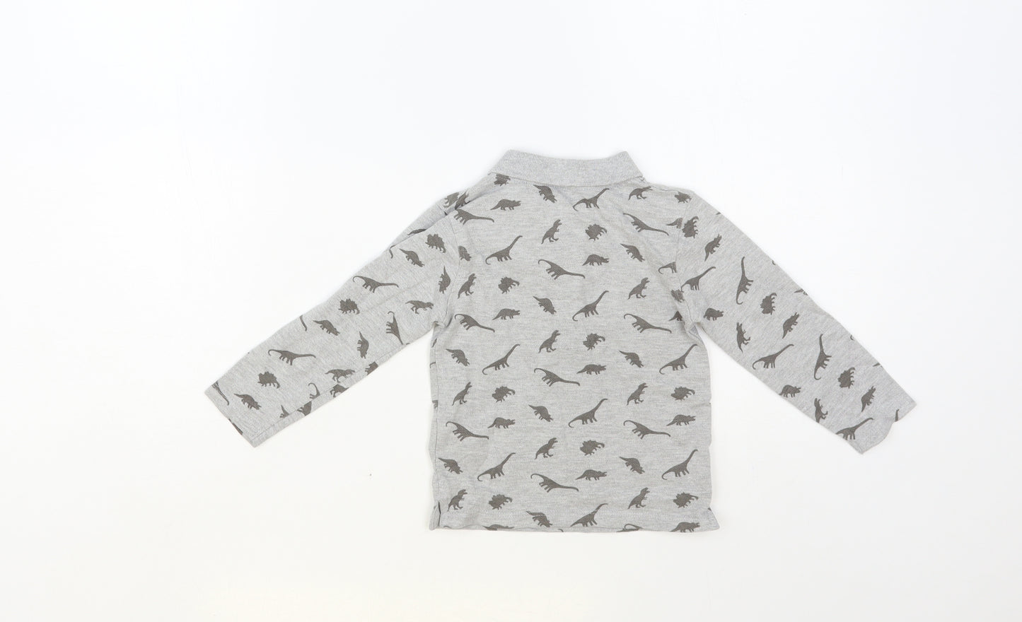 Primark Baby Grey Geometric Cotton Basic T-Shirt Size 12-18 Months Collared Button - Dinosaur Print