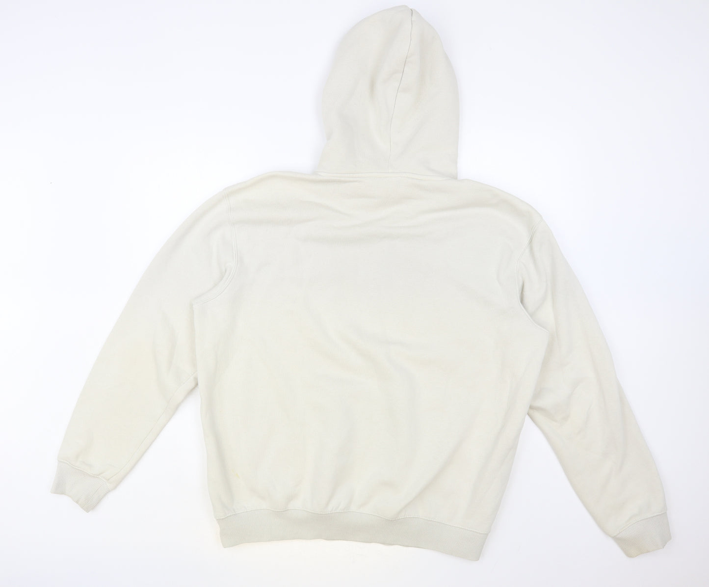 H&M Mens Beige Cotton Pullover Hoodie Size L - The Frontier Peaks