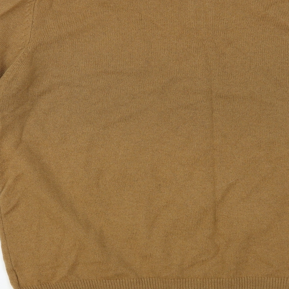 F&F Mens Brown High Neck Wool Full Zip Jumper Size XL