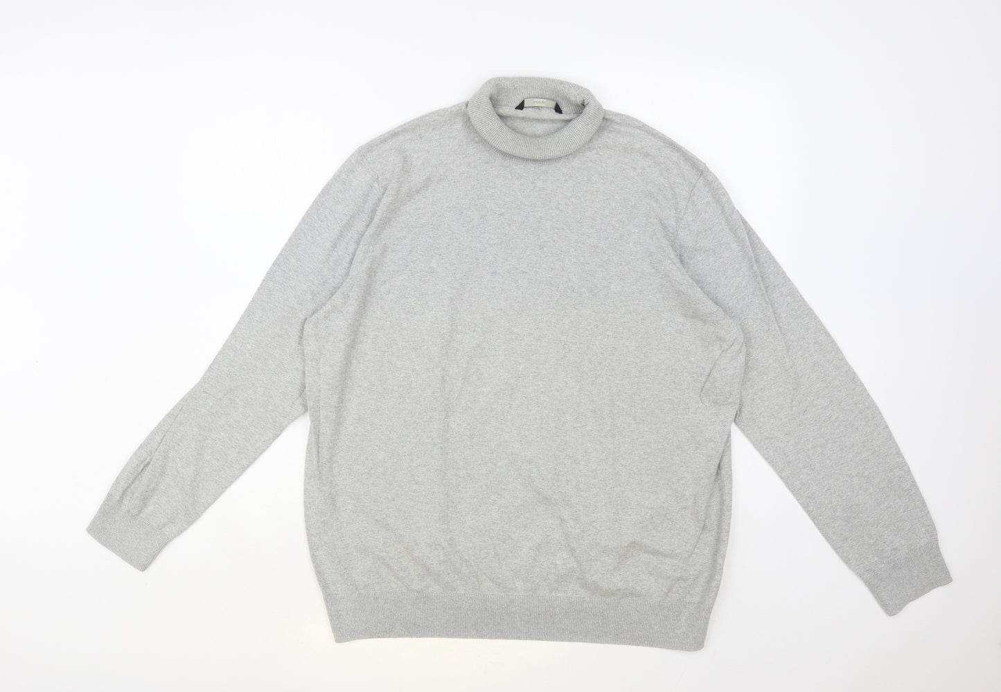 George Mens Grey Roll Neck Cotton Pullover Jumper Size XL