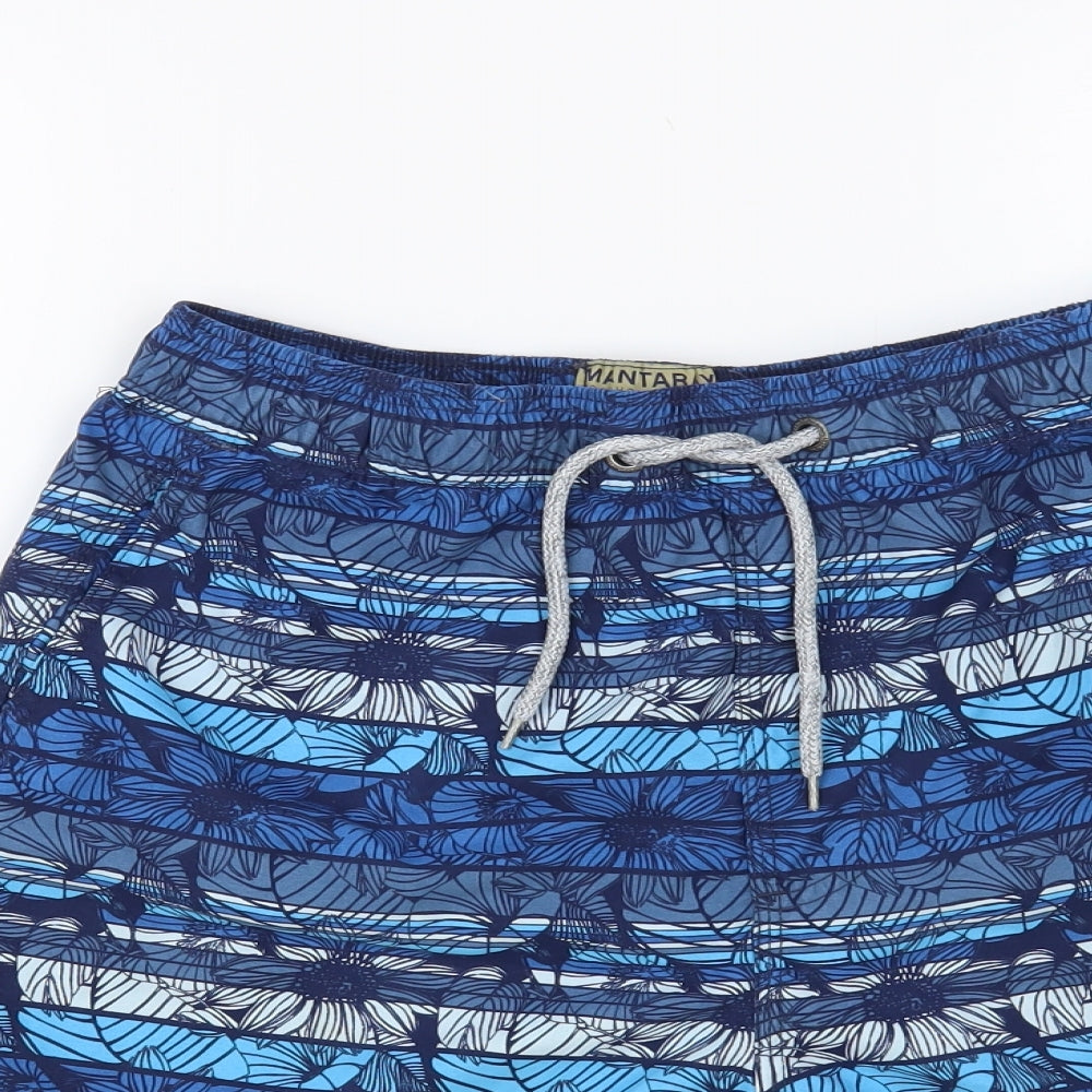Mantaray Mens Blue Striped Polyester Bermuda Shorts Size M L6 in Regular Drawstring - Swim Shorts