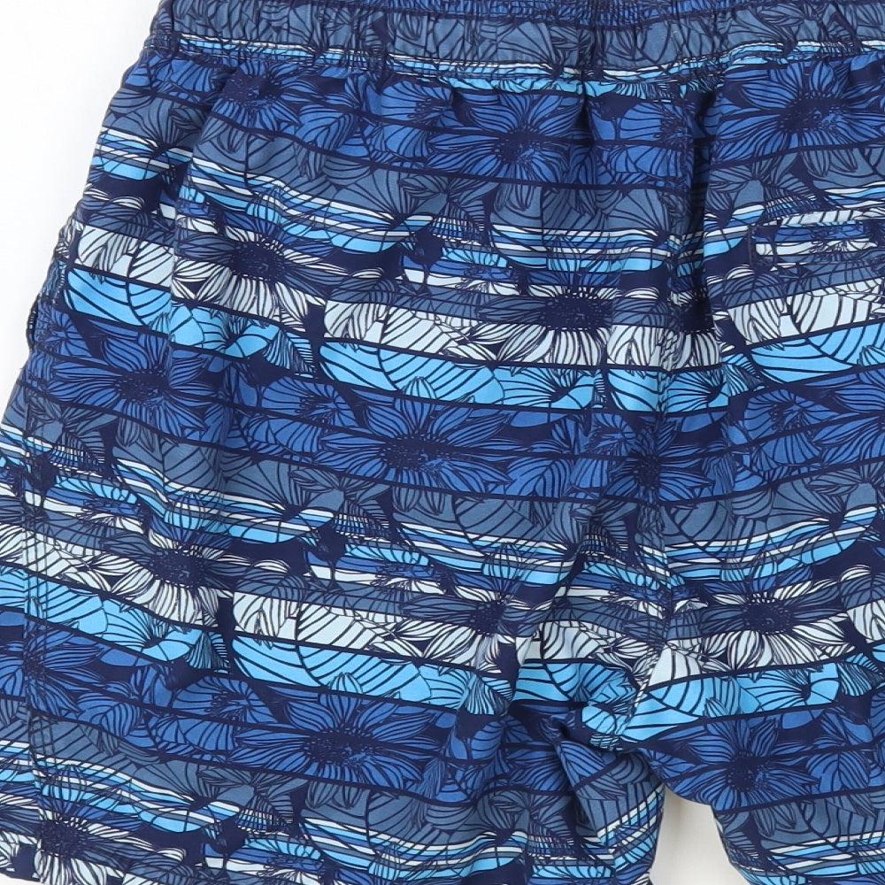 Mantaray Mens Blue Striped Polyester Bermuda Shorts Size M L6 in Regular Drawstring - Swim Shorts