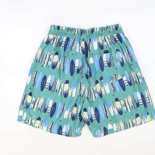 Mantaray Mens Green Geometric Polyester Bermuda Shorts Size M L6 in Regular Drawstring - Swim Shorts