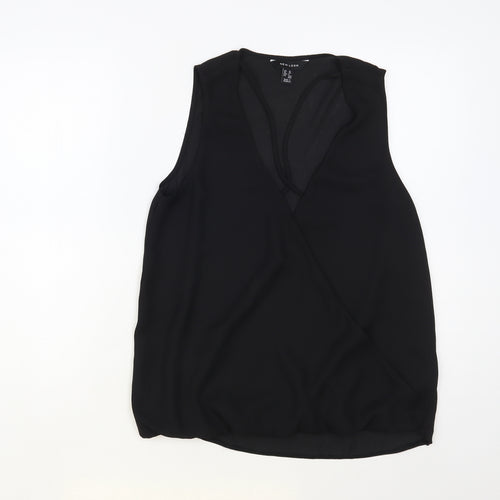 New Look Womens Black Polyester Basic Blouse Size 10 V-Neck