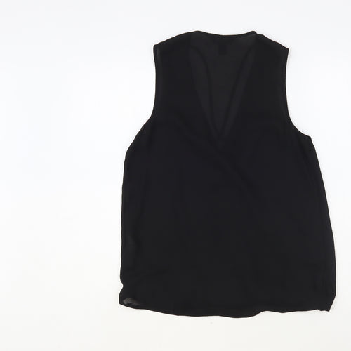 New Look Womens Black Polyester Basic Blouse Size 10 V-Neck