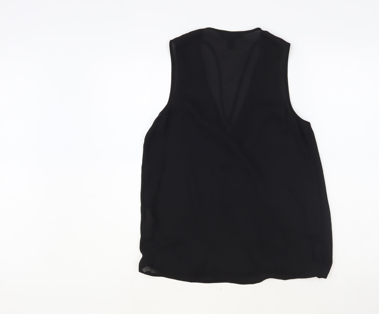 New Look Womens Black Polyester Basic Blouse Size 10 V-Neck