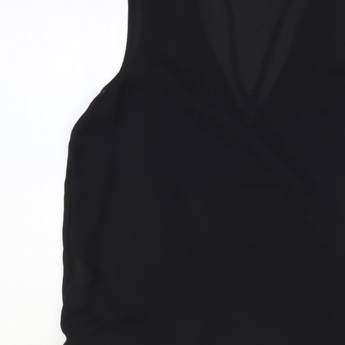 New Look Womens Black Polyester Basic Blouse Size 10 V-Neck