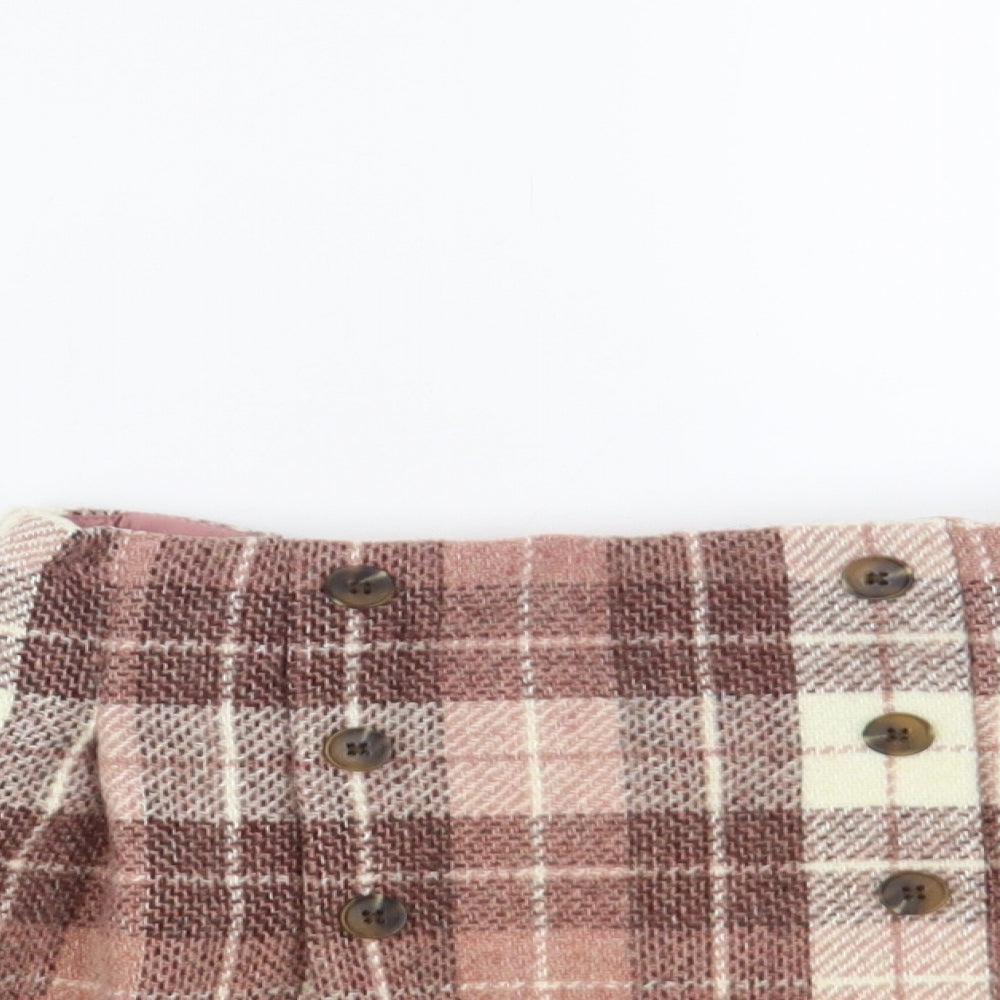 NEXT Girls Pink Plaid Polyester Pleated Skirt Size 5 Years Regular Zip