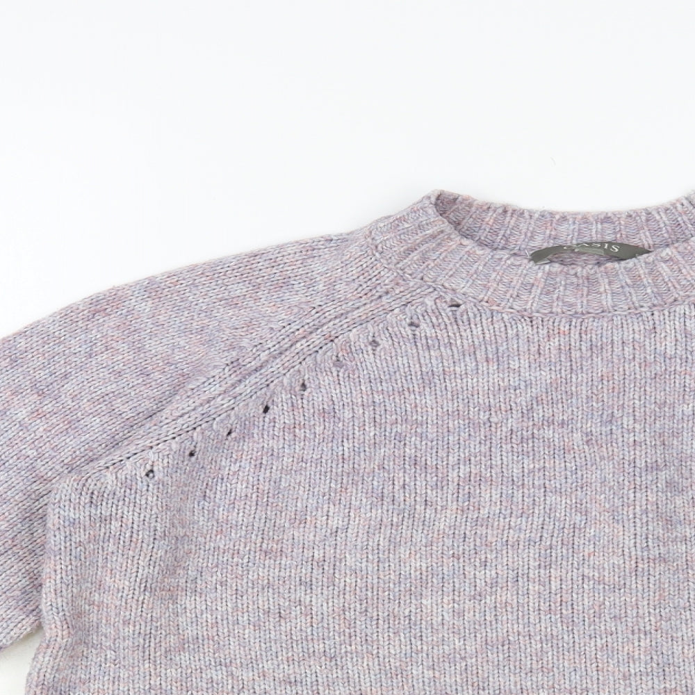 Oasis Womens Purple Mock Neck Acrylic Pullover Jumper Size S