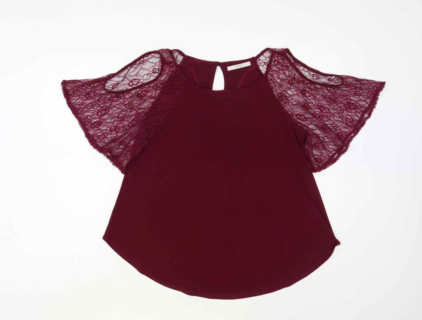 George Womens Purple Polyester Basic Blouse Size 10 Boat Neck - Lace Sleeves