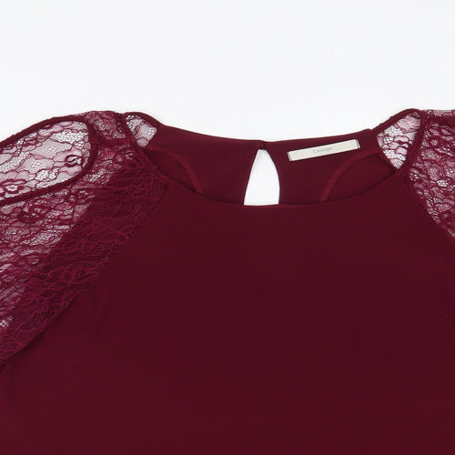 George Womens Purple Polyester Basic Blouse Size 10 Boat Neck - Lace Sleeves