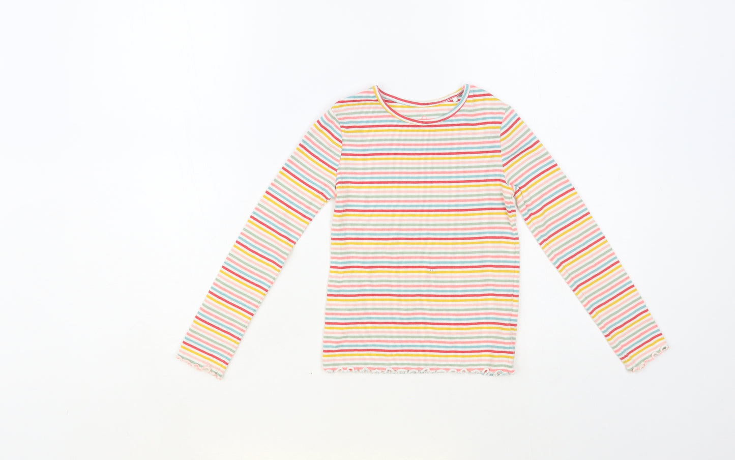 NEXT Girls Multicoloured Striped Cotton Pullover T-Shirt Size 4-5 Years Crew Neck Pullover