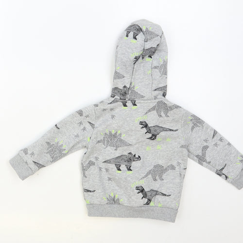 F&F Baby Grey Geometric Cotton Full Zip Jumper Size 12-18 Months Zip - Dinosaur Hoodie