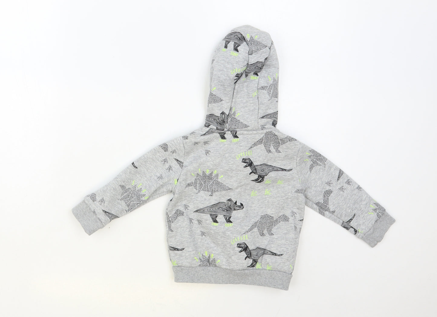 F&F Baby Grey Geometric Cotton Full Zip Jumper Size 12-18 Months Zip - Dinosaur Hoodie