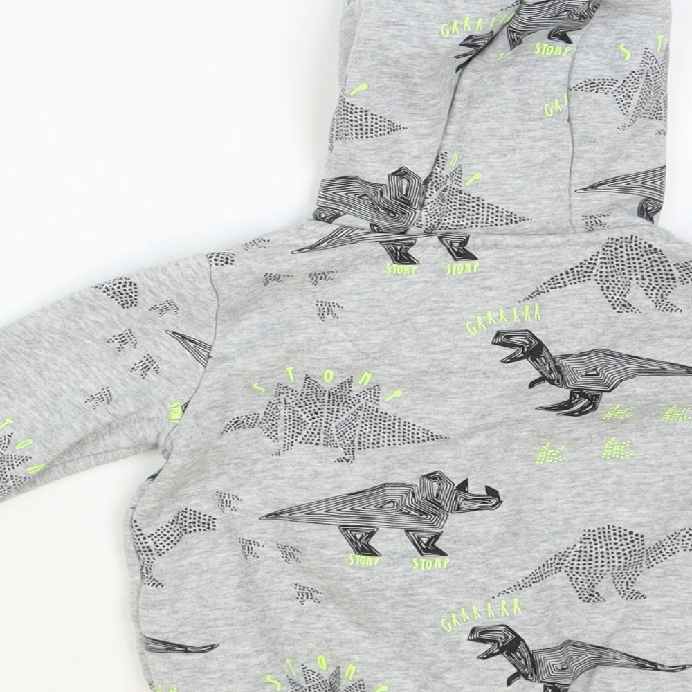 F&F Baby Grey Geometric Cotton Full Zip Jumper Size 12-18 Months Zip - Dinosaur Hoodie