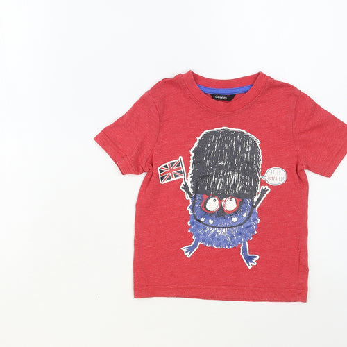 George Baby Red Cotton Pullover T-Shirt Size 18-24 Months Crew Neck Pullover - London Monster