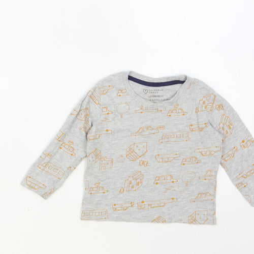 Primark Baby Grey Geometric Cotton Pullover T-Shirt Size 12-18 Months Crew Neck Pullover - Car Print