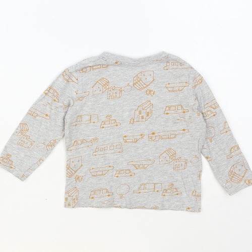 Primark Baby Grey Geometric Cotton Pullover T-Shirt Size 12-18 Months Crew Neck Pullover - Car Print