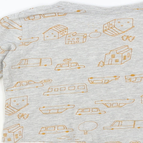 Primark Baby Grey Geometric Cotton Pullover T-Shirt Size 12-18 Months Crew Neck Pullover - Car Print