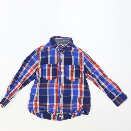 Lee Cooper Boys Blue Plaid Cotton Basic Button-Up Size 2-3 Years Collared Button