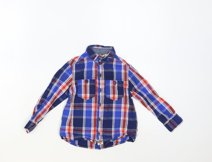 Lee Cooper Boys Blue Plaid Cotton Basic Button-Up Size 2-3 Years Collared Button
