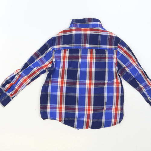 Lee Cooper Boys Blue Plaid Cotton Basic Button-Up Size 2-3 Years Collared Button