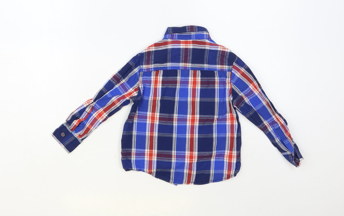 Lee Cooper Boys Blue Plaid Cotton Basic Button-Up Size 2-3 Years Collared Button