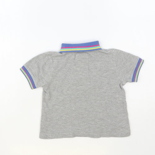 Mothercare Baby Grey Striped Cotton Pullover Polo Size 18-24 Months Collared Button
