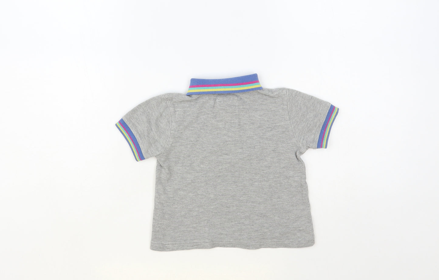 Mothercare Baby Grey Striped Cotton Pullover Polo Size 18-24 Months Collared Button