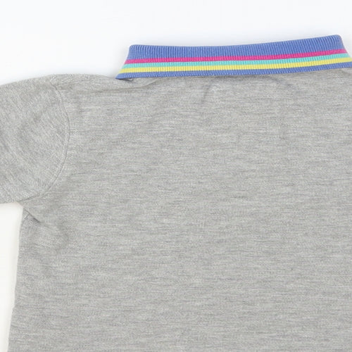 Mothercare Baby Grey Striped Cotton Pullover Polo Size 18-24 Months Collared Button