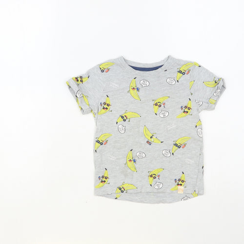 Nutmeg Baby Grey Geometric Cotton Pullover T-Shirt Size 18-24 Months Crew Neck Pullover - Banana Print