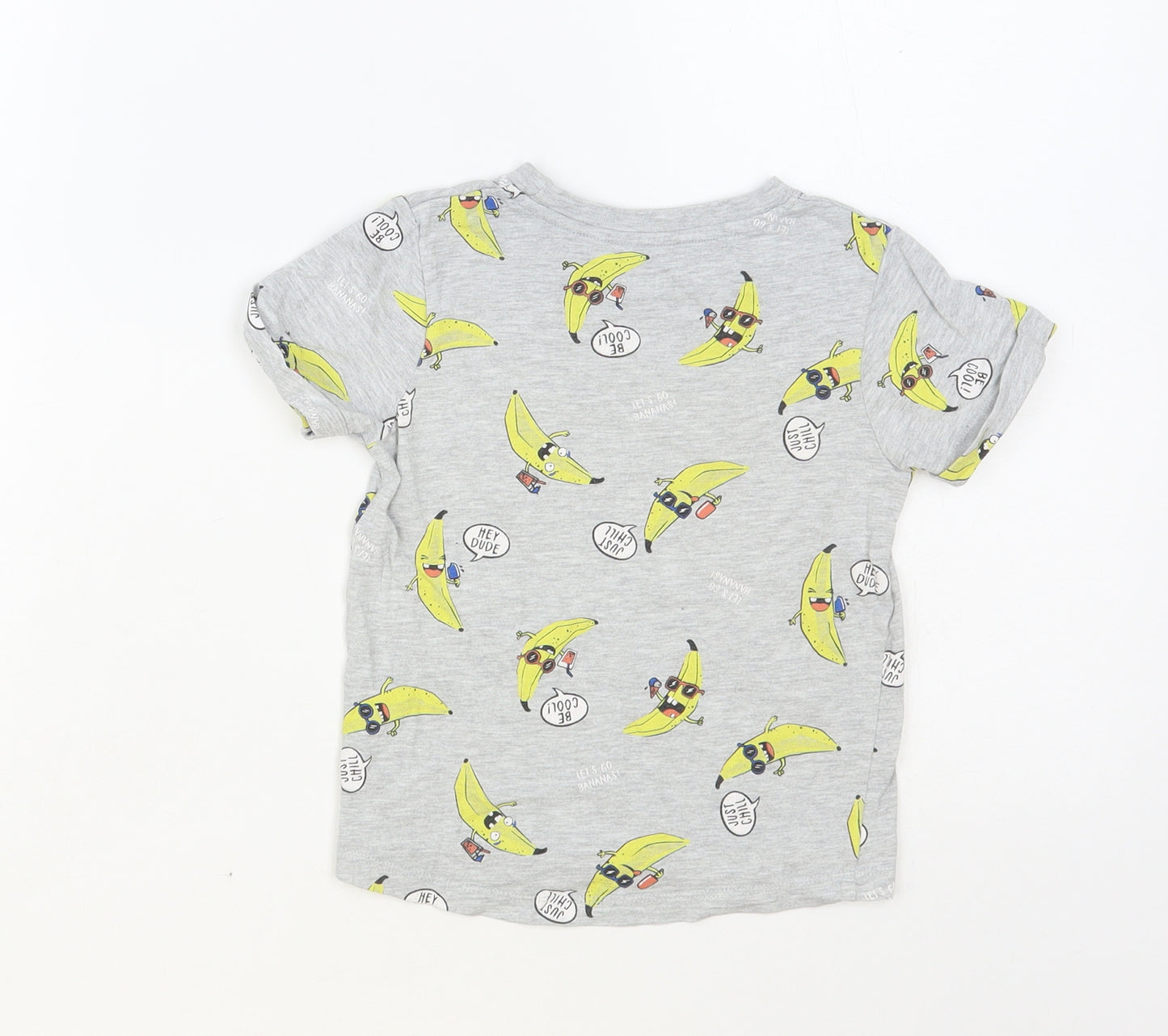 Nutmeg Baby Grey Geometric Cotton Pullover T-Shirt Size 18-24 Months Crew Neck Pullover - Banana Print