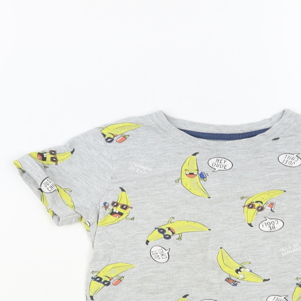 Nutmeg Baby Grey Geometric Cotton Pullover T-Shirt Size 18-24 Months Crew Neck Pullover - Banana Print