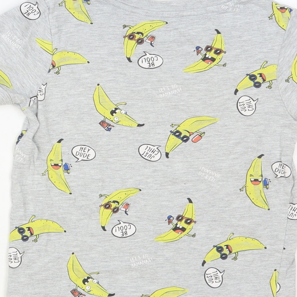 Nutmeg Baby Grey Geometric Cotton Pullover T-Shirt Size 18-24 Months Crew Neck Pullover - Banana Print