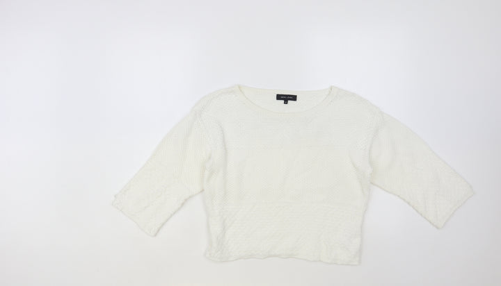 New Look Womens White Boat Neck Cotton Pullover Jumper Size 8