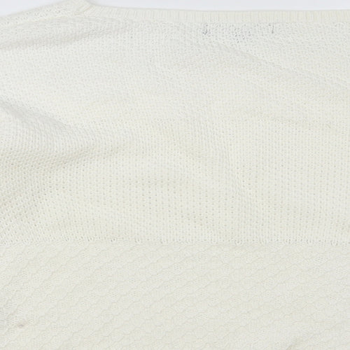 New Look Womens White Boat Neck Cotton Pullover Jumper Size 8