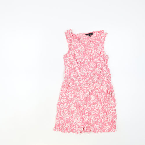 New Look Womens Pink Floral Viscose Playsuit One-Piece Size 8 Button