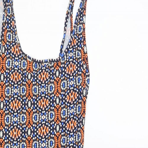 New Look Womens Multicoloured Geometric Viscose Tank Dress Size 8 Scoop Neck Pullover