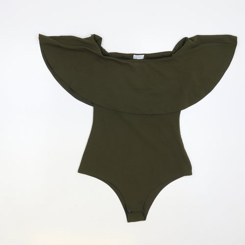 Blue Vanilla Womens Green Polyester Bodysuit One-Piece Size 8 Snap