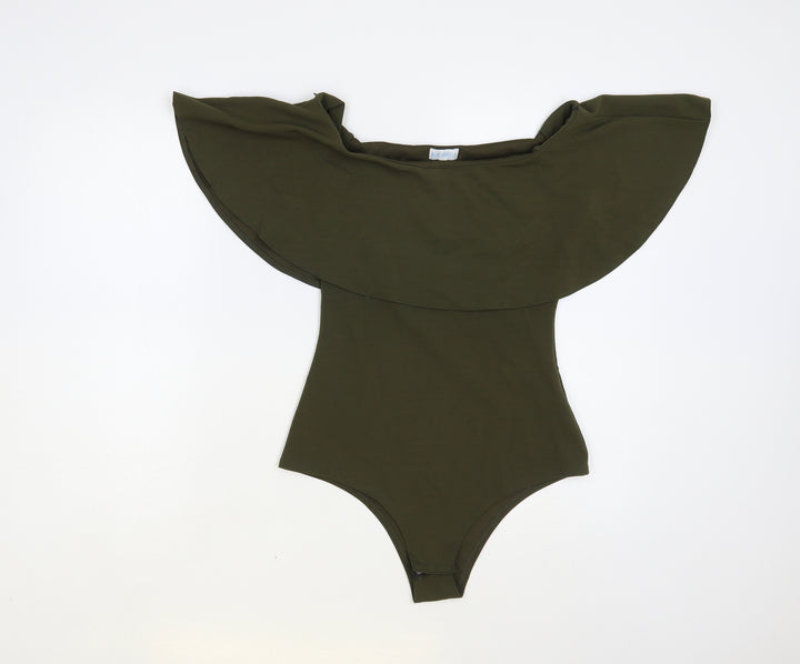 Blue Vanilla Womens Green Polyester Bodysuit One-Piece Size 8 Snap