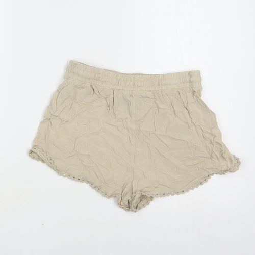 Atmosphere Womens Beige Viscose Hot Pants Shorts Size 8 L3 in Regular Pull On