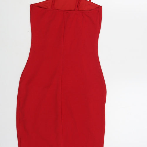 Preworn Womens Red Polyester Mini Size XS Square Neck Pullover