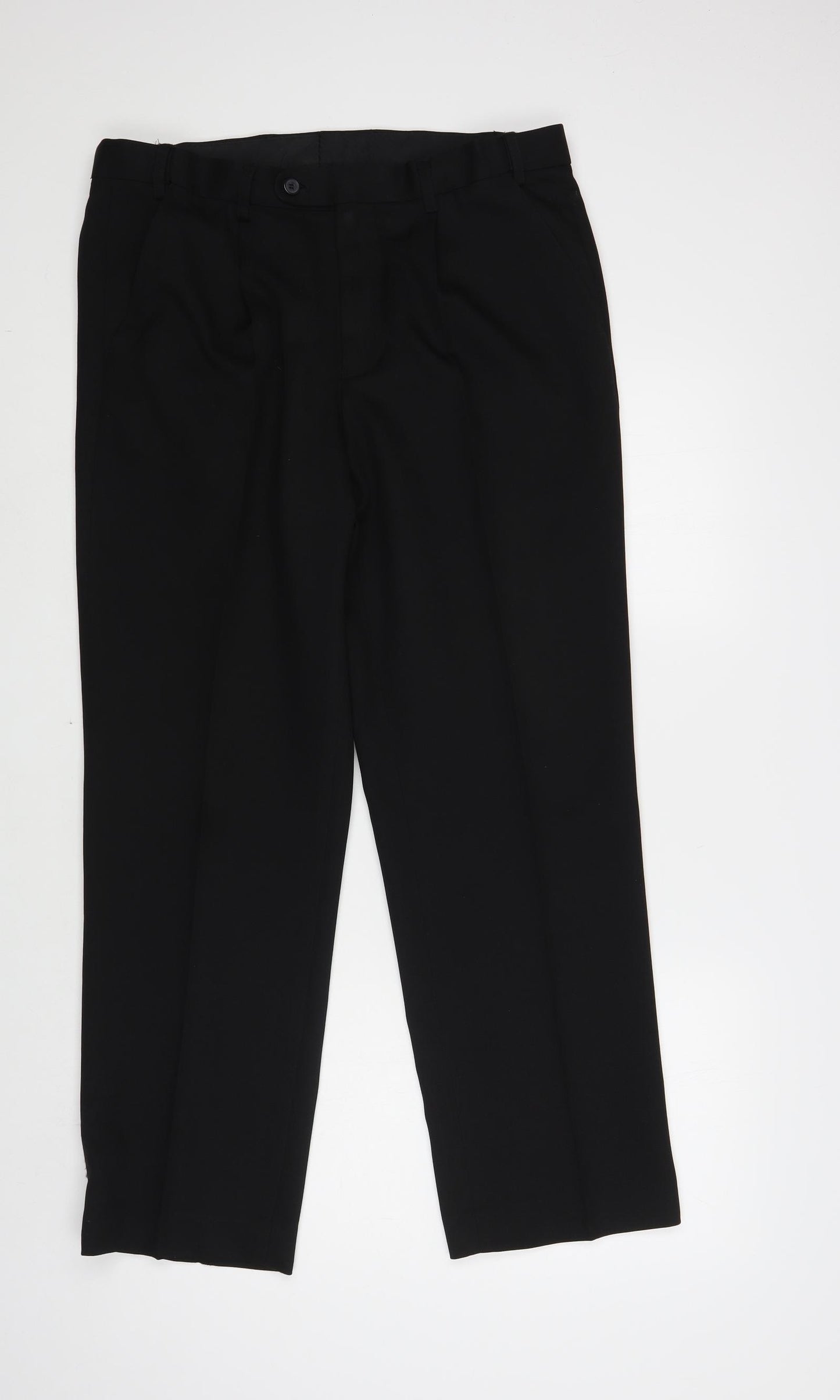 Matalan Mens Black Polyester Dress Pants Trousers Size 34 in L29 in Regular Button